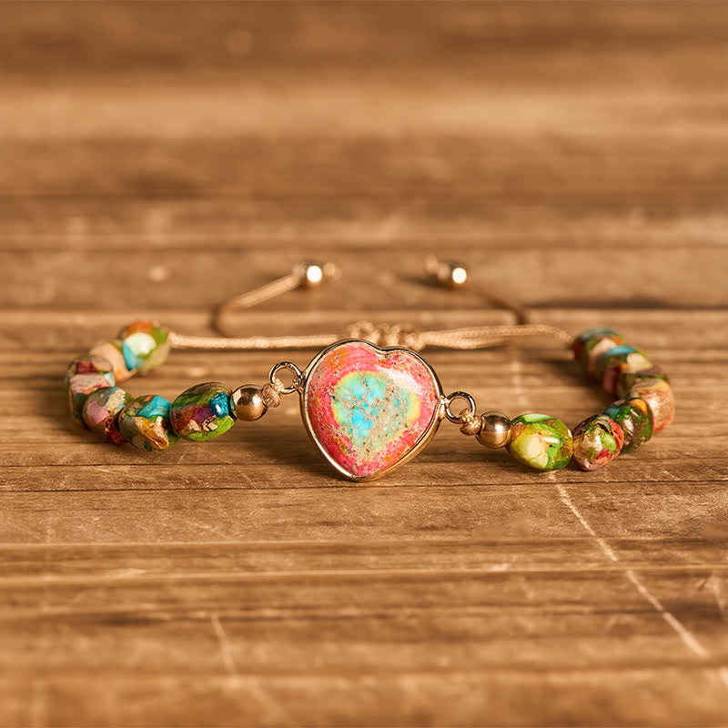 Bracciale Boho Soul Heart con pietra imperatore naturale - Arancia - image 0