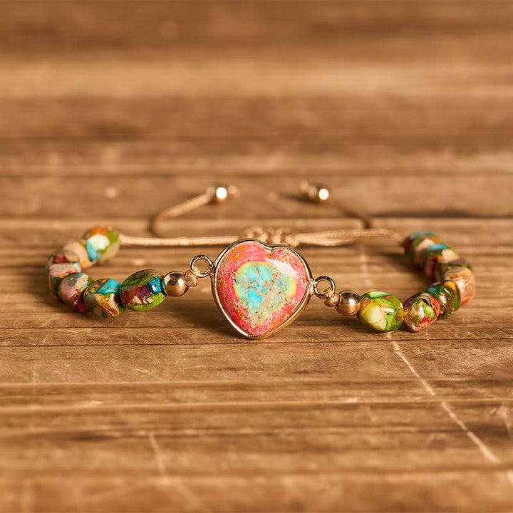 Bracciale Boho Soul Heart con pietra imperatore naturale - Arancia - image 0