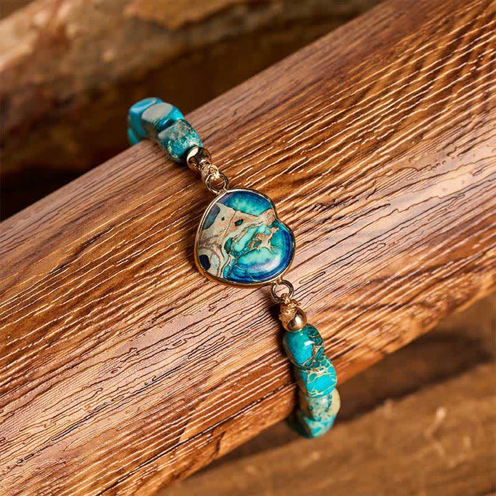 Bracciale Boho Soul Heart con pietra imperatore naturale - image 9