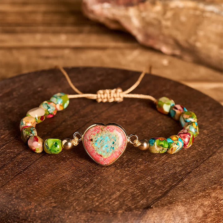 Bracciale Boho Soul Heart con pietra imperatore naturale - image 2