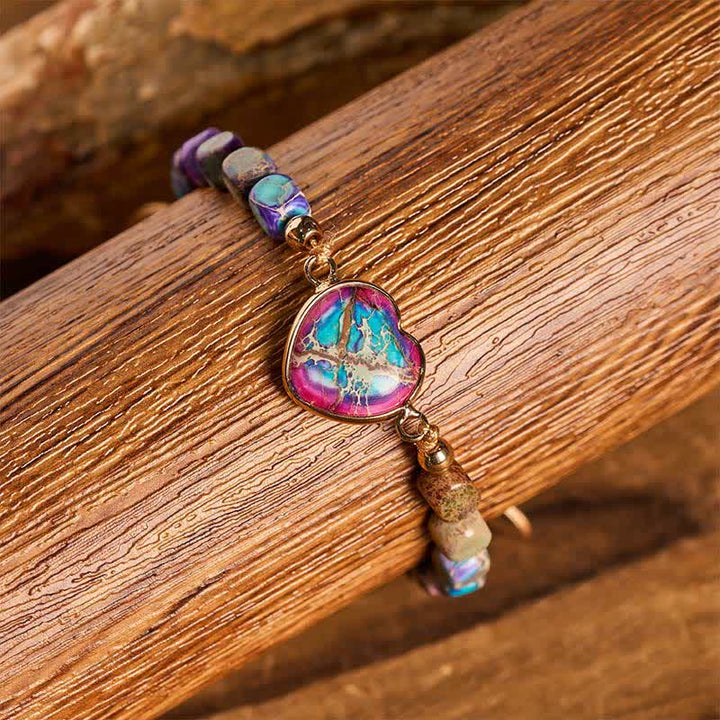 Bracciale Boho Soul Heart con pietra imperatore naturale - image 5