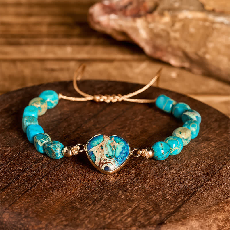 Bracciale Boho Soul Heart con pietra imperatore naturale - image 10