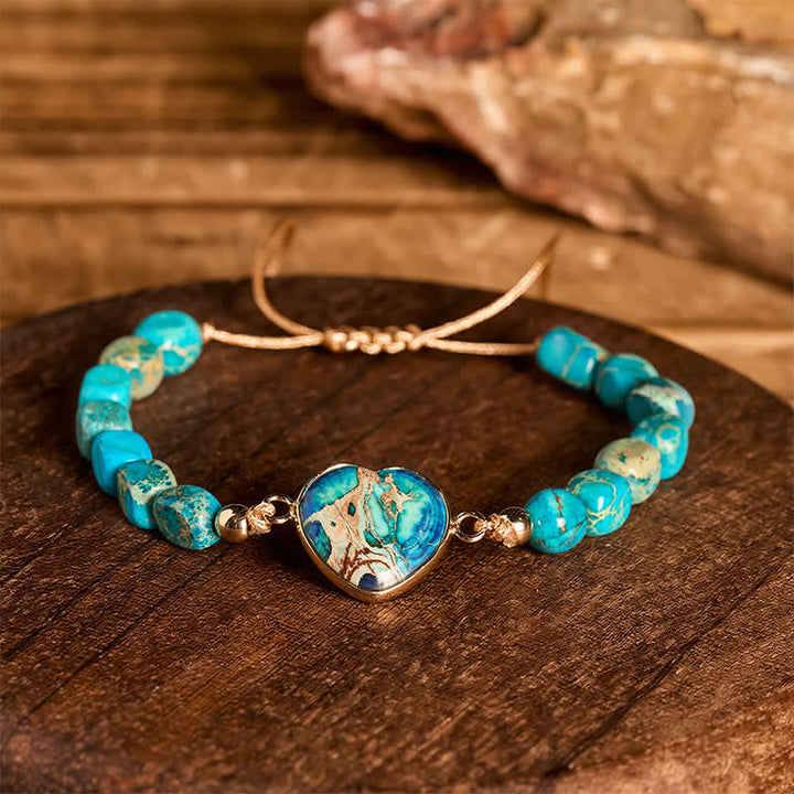 Bracciale Boho Soul Heart con pietra imperatore naturale - image 10