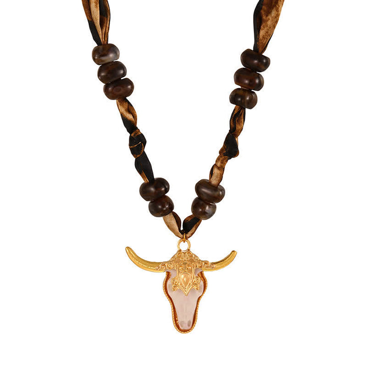 Collezione di sciarpe e collane boho Desert Spirit Longhorn Leopard - Oro e bianco - image 9