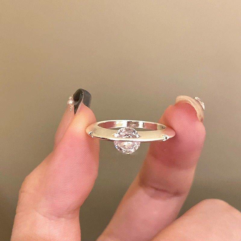 Anello planetario girevole, aperto, regolabile, placcato oro in ottone, per donna, da indossare tutti i giorni - Argento - image 2
