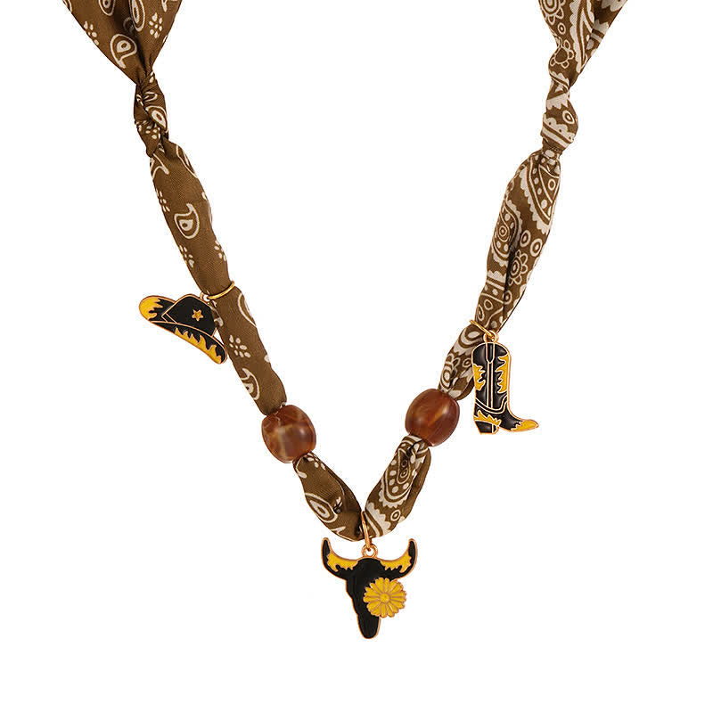Collezione di ciondoli per sciarpa e collana stile Boho Western Edition Cowboy - Marrone - image 2