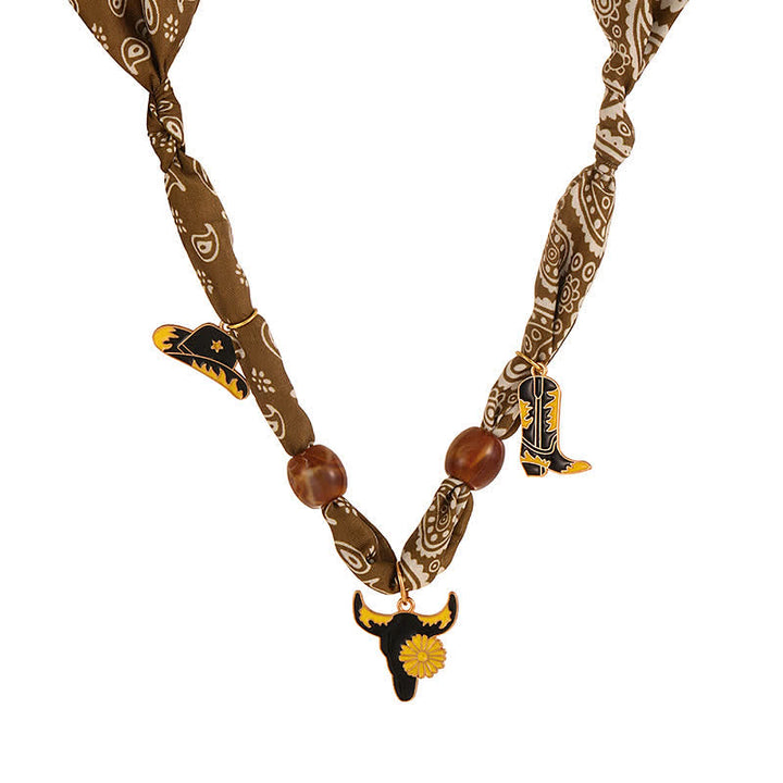 Collezione di ciondoli per sciarpa e collana stile Boho Western Edition Cowboy - Marrone - image 2