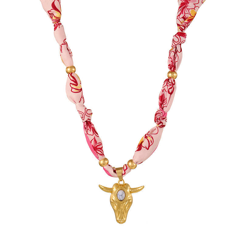 Collezione di sciarpe e collane Western Spirit Longhorn Bull Turchese - Rosa - image 6