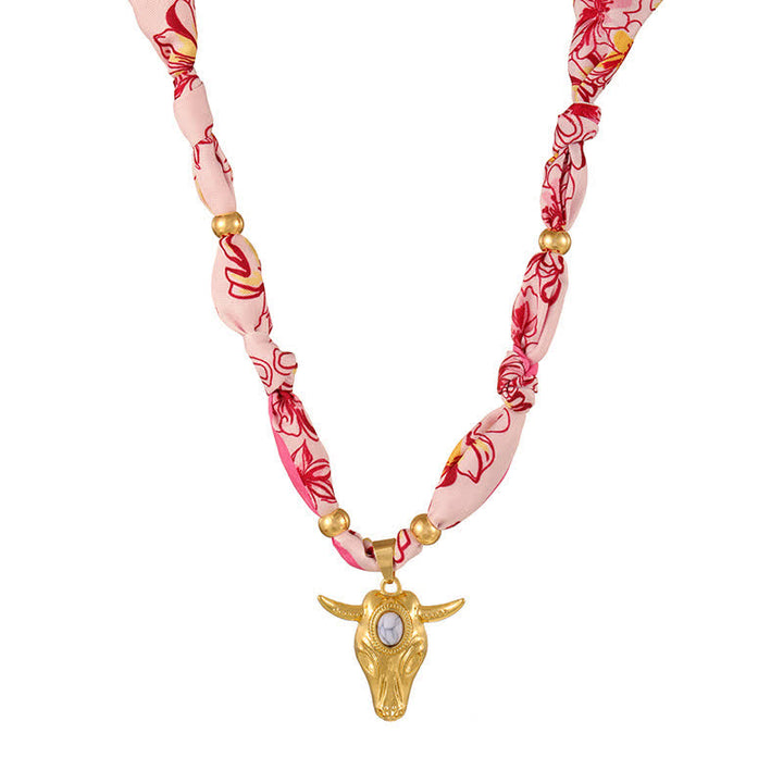 Collezione di sciarpe e collane Western Spirit Longhorn Bull Turchese - Rosa - image 6