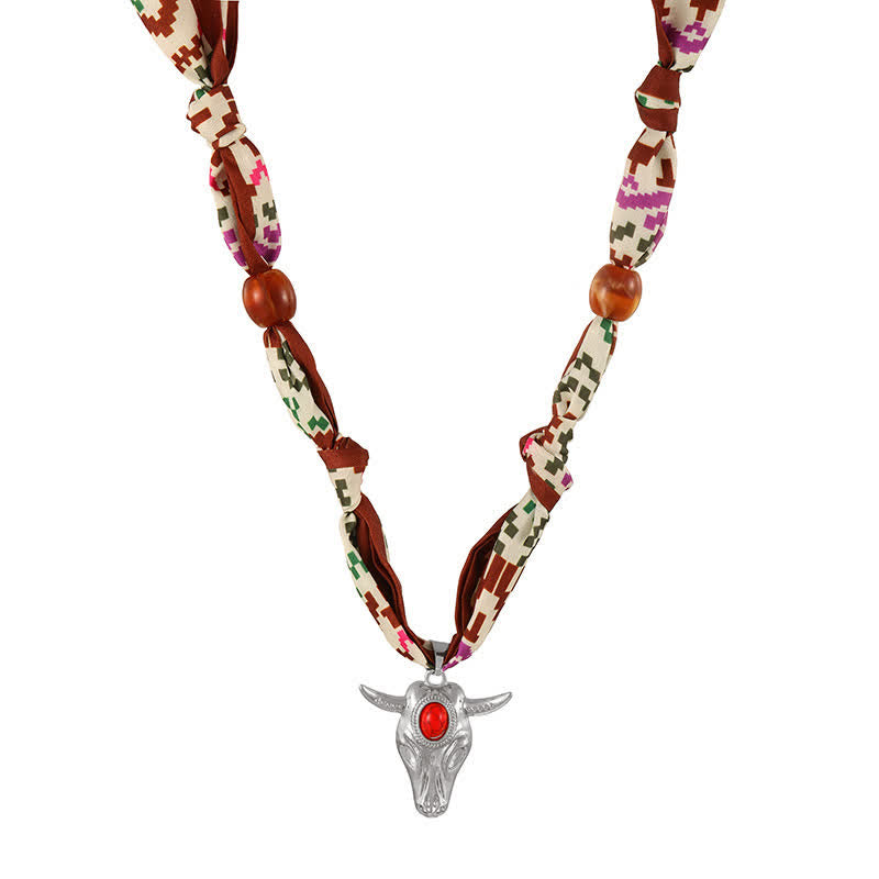 Collezione di sciarpe e collane Western Spirit Longhorn Bull Turchese - Marrone - image 7