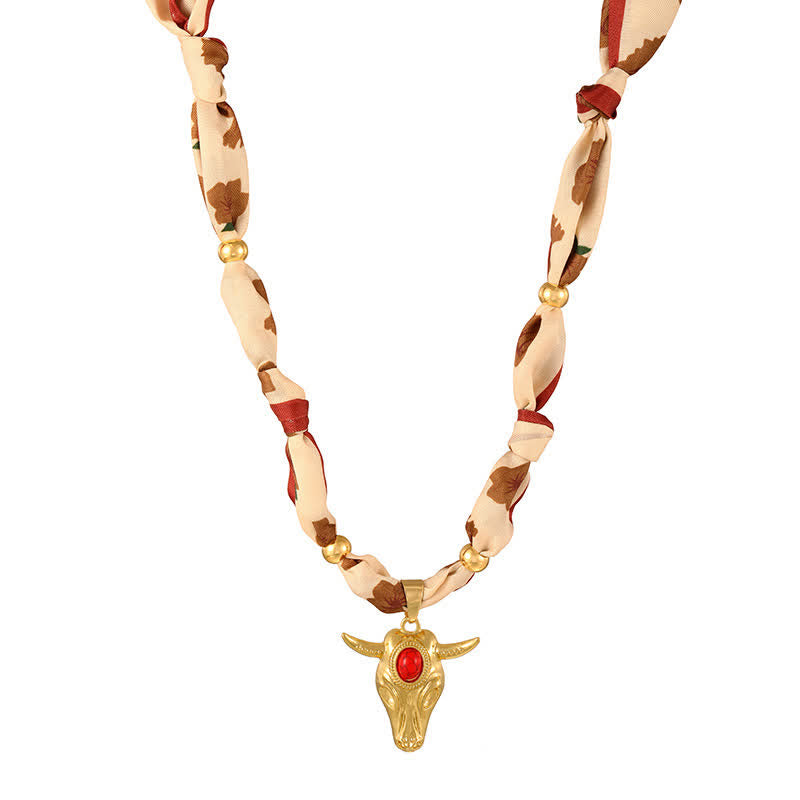 Collezione di sciarpe e collane Western Spirit Longhorn Bull Turchese - Beige - image 5