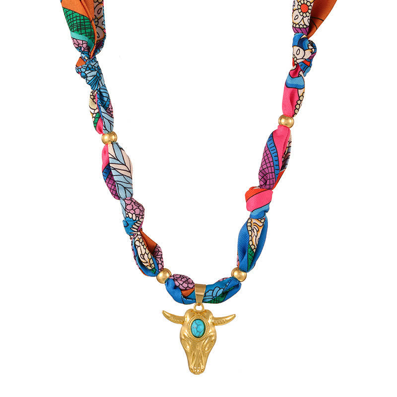 Collezione di sciarpe e collane Western Spirit Longhorn Bull Turchese - Multicolore - image 1