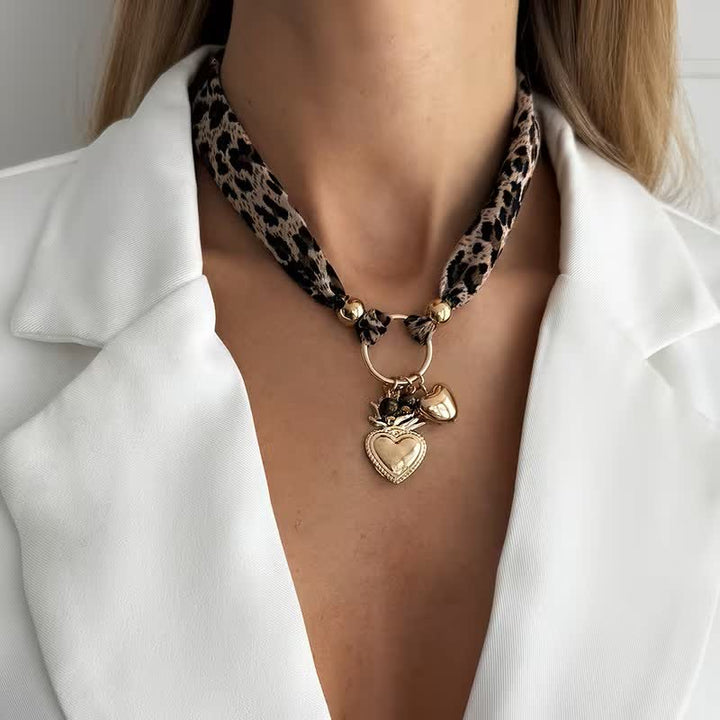 Sciarpa/collana con motivo leopardato Wild At Sacred Heart - Marrone - image 0