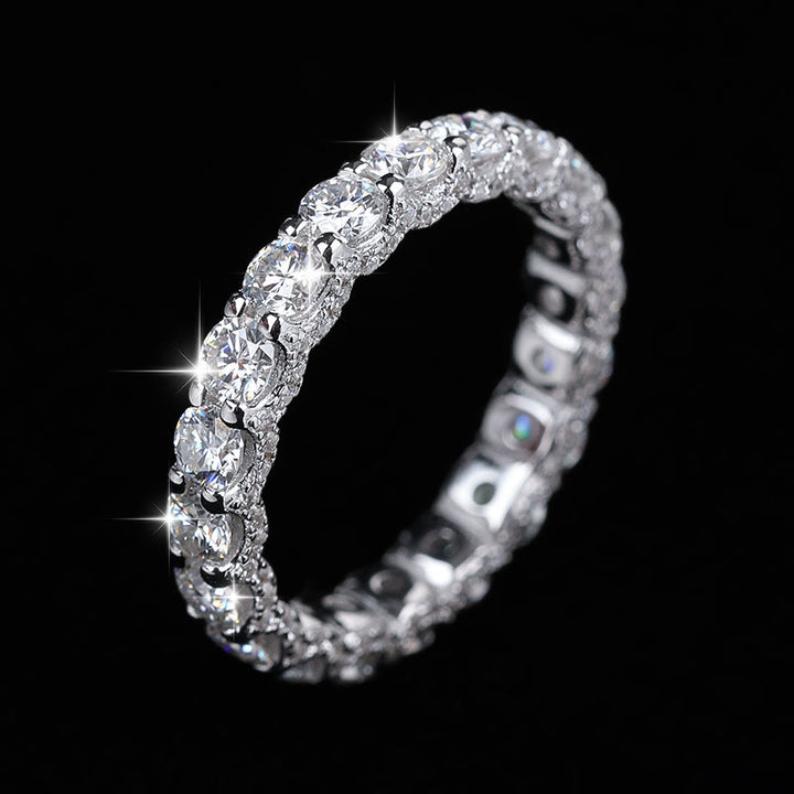Anello a fascia completa in argento S925 con moissanite, impilabile, per matrimonio, da donna. - Stile n. 1 - US 9 - image 0
