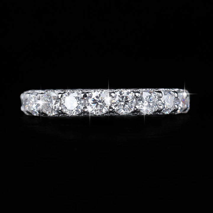 Anello a fascia completa in argento S925 con moissanite, impilabile, per matrimonio, da donna. - image 2