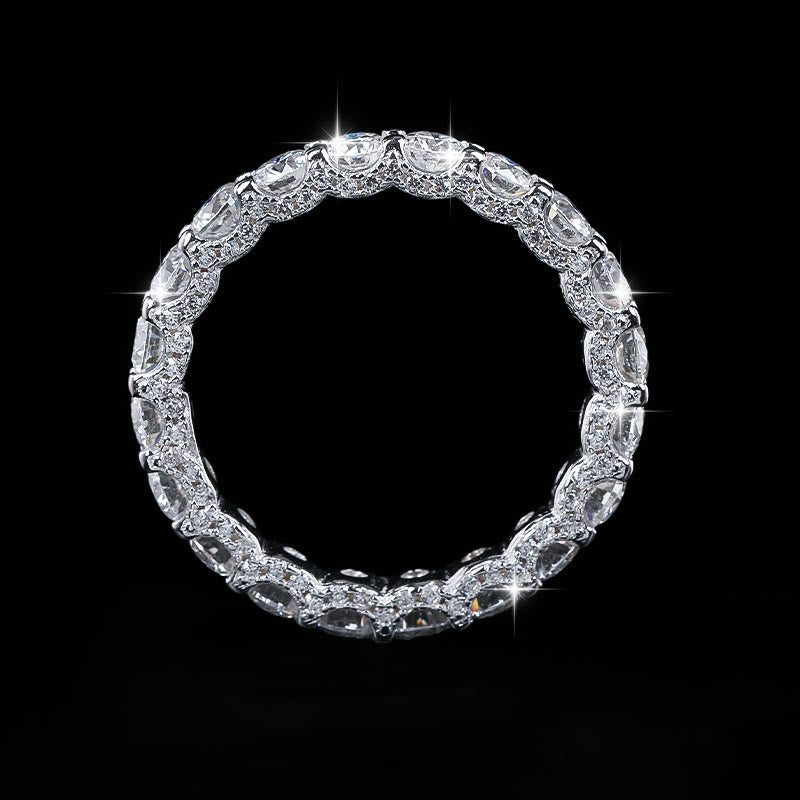 Anello a fascia completa in argento S925 con moissanite, impilabile, per matrimonio, da donna. - image 3