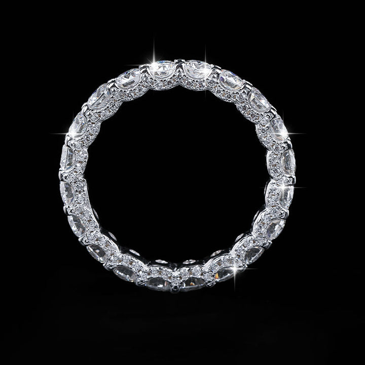 Anello a fascia completa in argento S925 con moissanite, impilabile, per matrimonio, da donna. - image 3