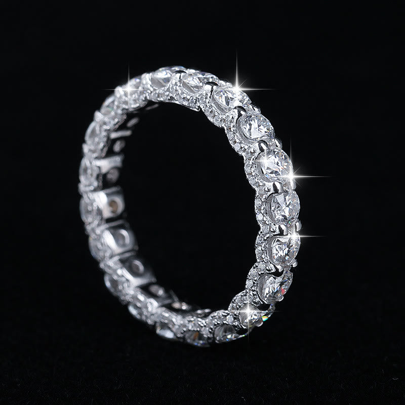 Anello a fascia completa in argento S925 con moissanite, impilabile, per matrimonio, da donna. - image 1
