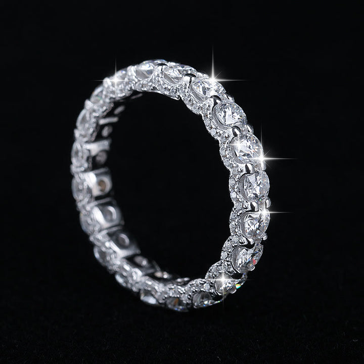 Anello a fascia completa in argento S925 con moissanite, impilabile, per matrimonio, da donna. - image 1