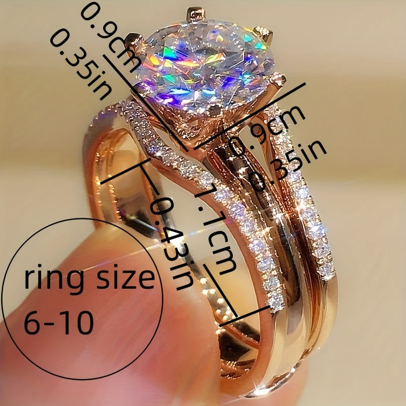Anello da donna a sei griffe con zirconi cubici, fascia divisa, anello di promessa, fidanzamento, matrimonio - image 4