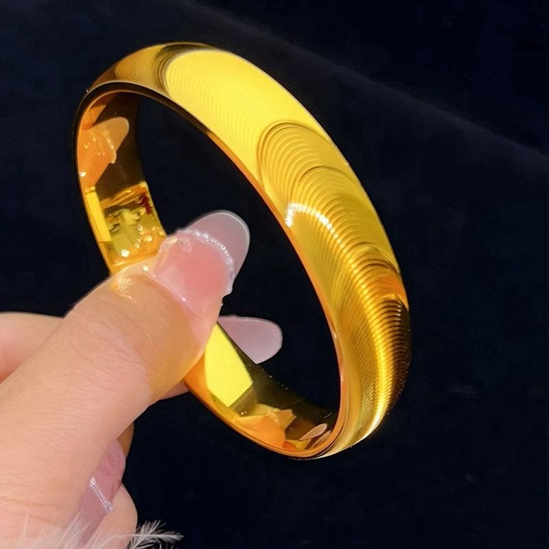 Bracciale rigido chiuso a occhiello di gatto, ampio, stile vintage lucido, per donna. - image 6