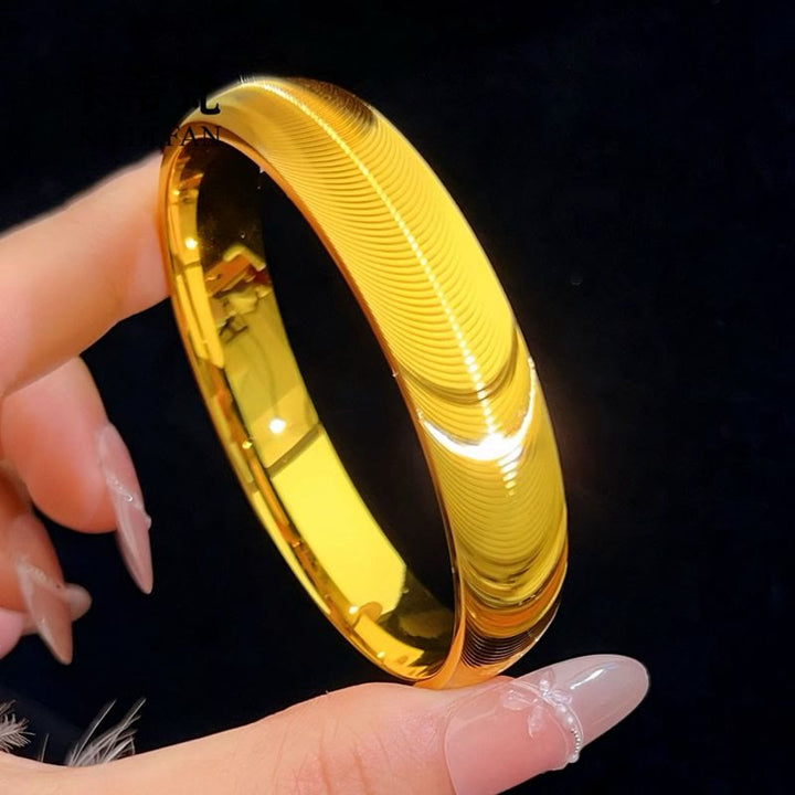 Bracciale rigido chiuso a occhiello di gatto, ampio, stile vintage lucido, per donna. - Oro - 64 - image 5