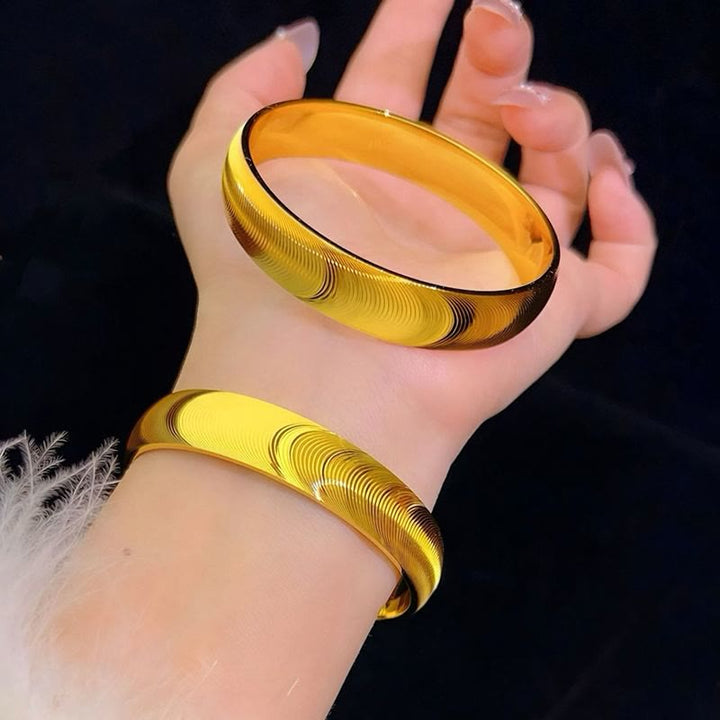 Bracciale rigido chiuso a occhiello di gatto, ampio, stile vintage lucido, per donna. - image 9