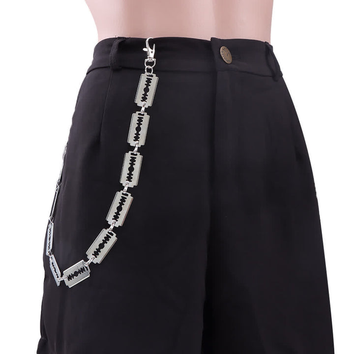 Catena per pantaloni stile hip hop streetwear punk argento con lama di rasoio - image 2