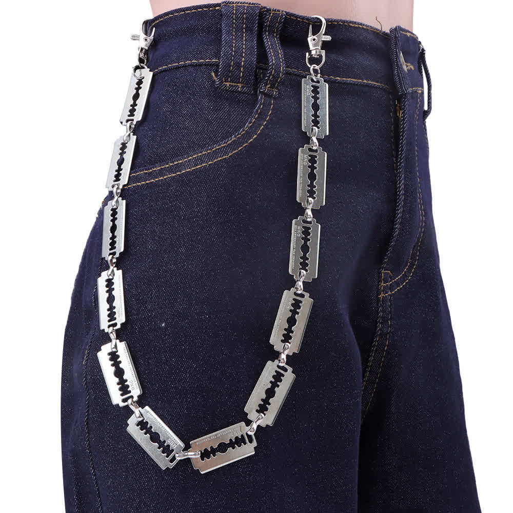 Catena per pantaloni stile hip hop streetwear punk argento con lama di rasoio - Argento - image 0