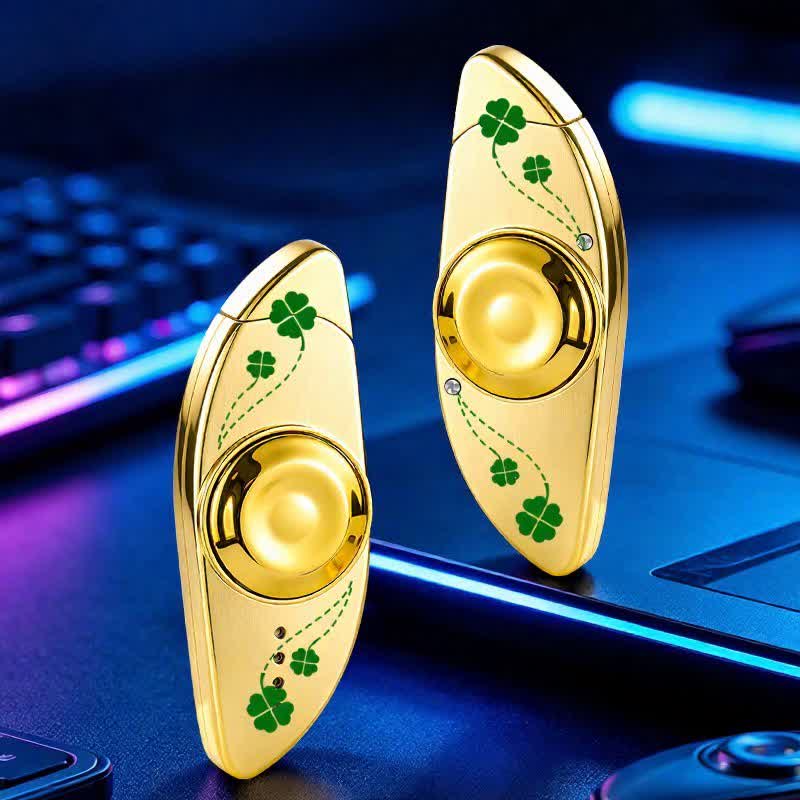 Fidget Spinner creativo per alleviare lo stress visivo e accendere a butano - Quadrifoglio - Oro - image 13