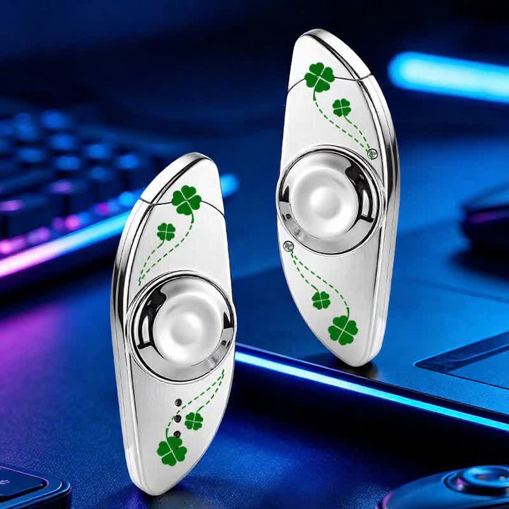 Fidget Spinner creativo per alleviare lo stress visivo e accendere a butano - Quadrifoglio - Argento - image 14