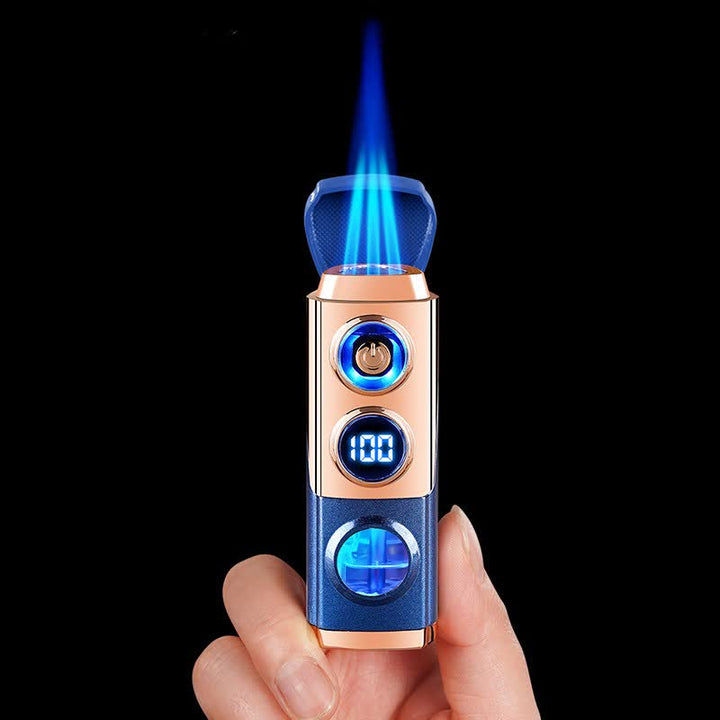 Accendino per sigari intelligente 4 in 1 a tripla fiamma con poggia sigari e perforatore integrati - image 4