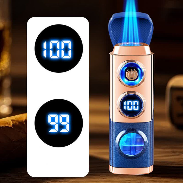 Accendino per sigari intelligente 4 in 1 a tripla fiamma con poggia sigari e perforatore integrati - image 11
