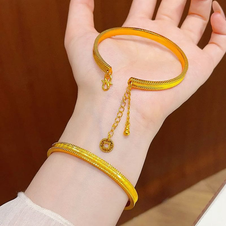 Bracciale vintage aperto regolabile con nappa a forma di zucca e ciondolo a moneta, bracciale retrò galvanizzato per donna - image 6