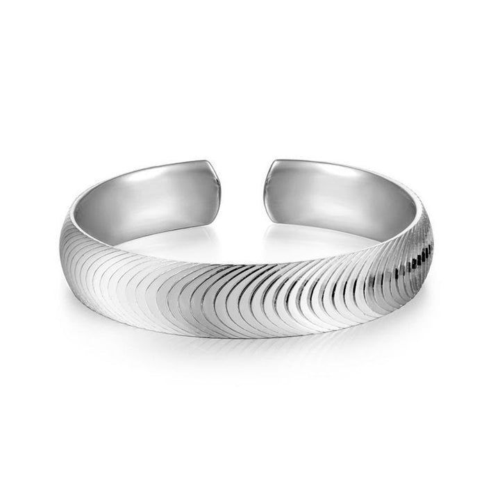Anello aperto regolabile da donna in argento S925 con occhio di gatto. - Argento - image 2