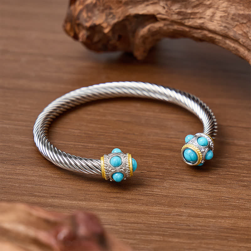 Bracciale aperto con cavo intrecciato turchese Eternal - image 4