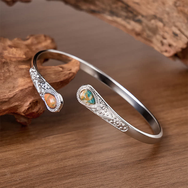 Bracciale aperto Rugged Beauty con due gocce di turchese. - image 10