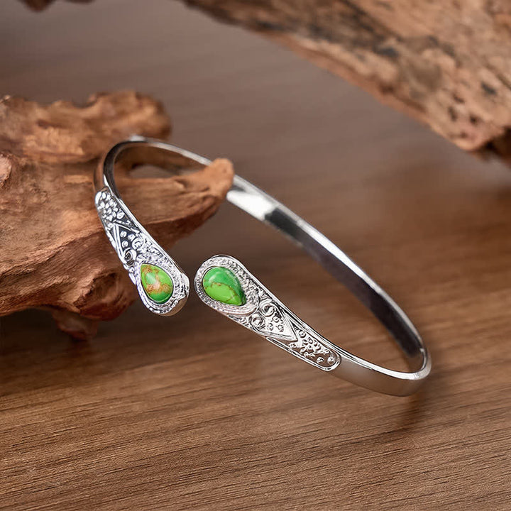 Bracciale aperto Rugged Beauty con due gocce di turchese. - image 6