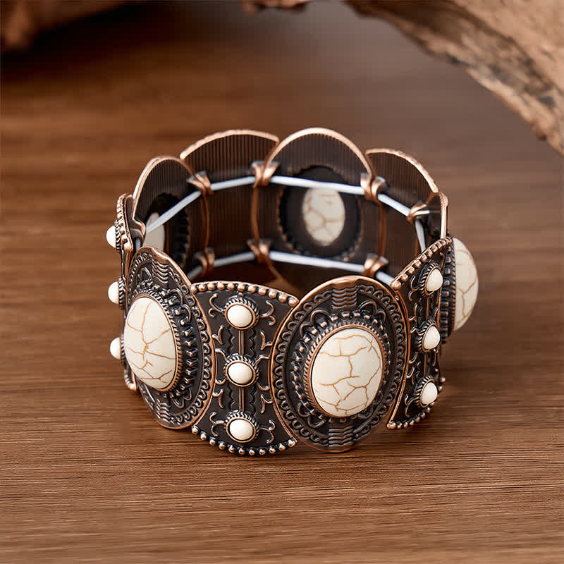 Bracciale a polsino largo e ampio con perline turchesi, ispirato ai palazzi signorili. - image 6