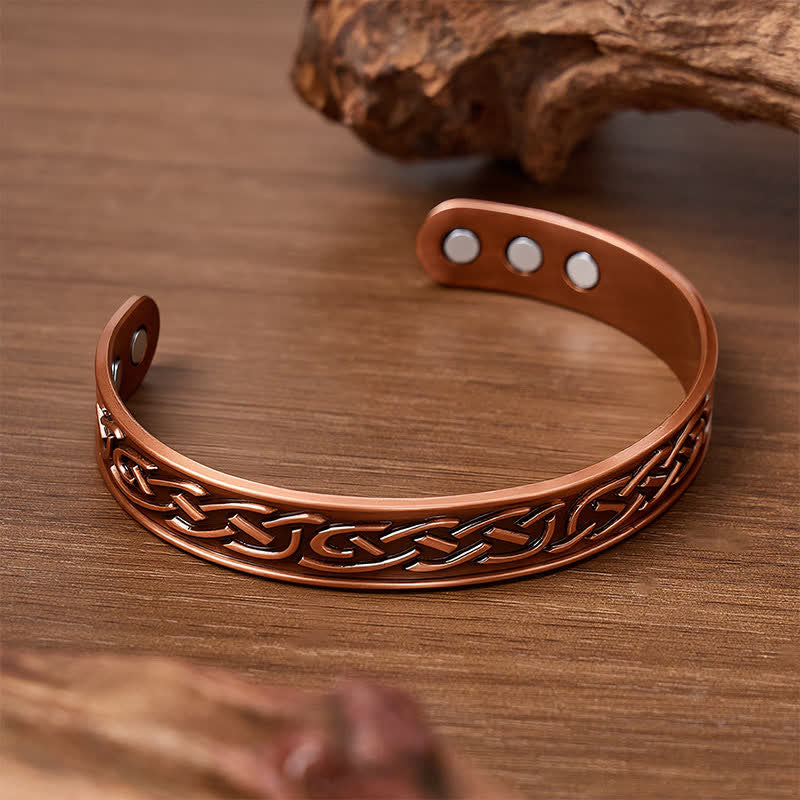 Bracciale aperto magnetico in rame con fiore di rosa - image 2