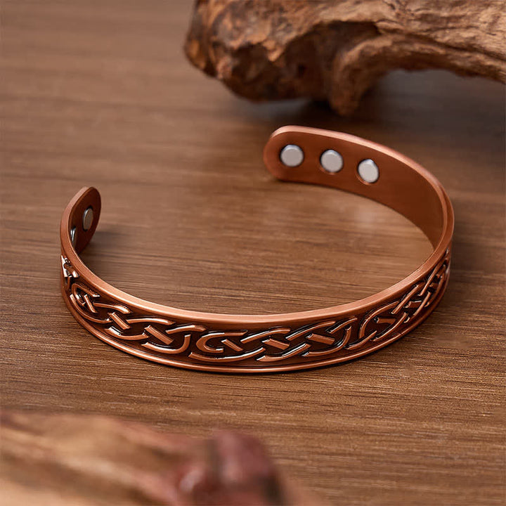 Bracciale aperto magnetico in rame con fiore di rosa - image 2