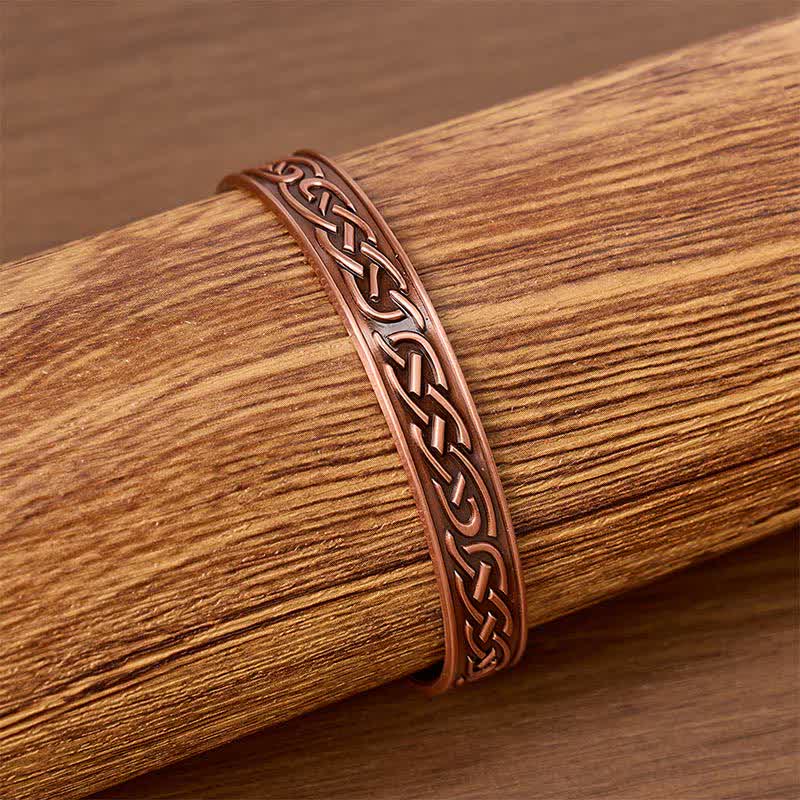 Bracciale aperto magnetico in rame con fiore di rosa - image 1