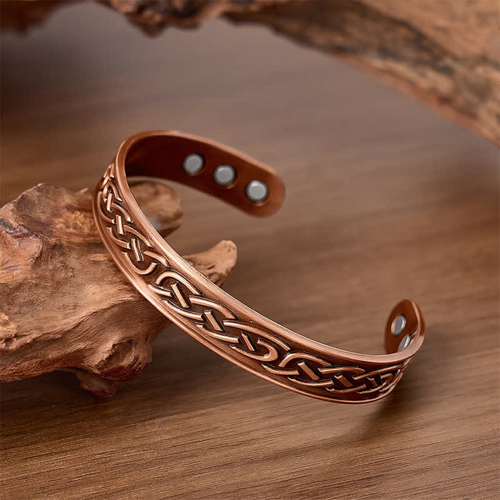 Bracciale aperto magnetico in rame con fiore di rosa - image 3