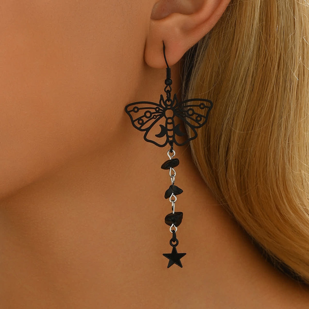 Orecchini pendenti con cristalli a forma di luna e stella, ispirati a Luna Moth. - image 4