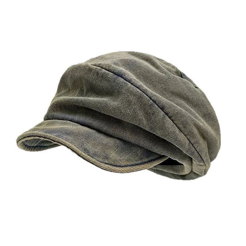 Berretto morbido in cotone lavato color grigio oliva, dallo stile artistico. - Grigio oliva - M (22"-22 7/8") - image 0