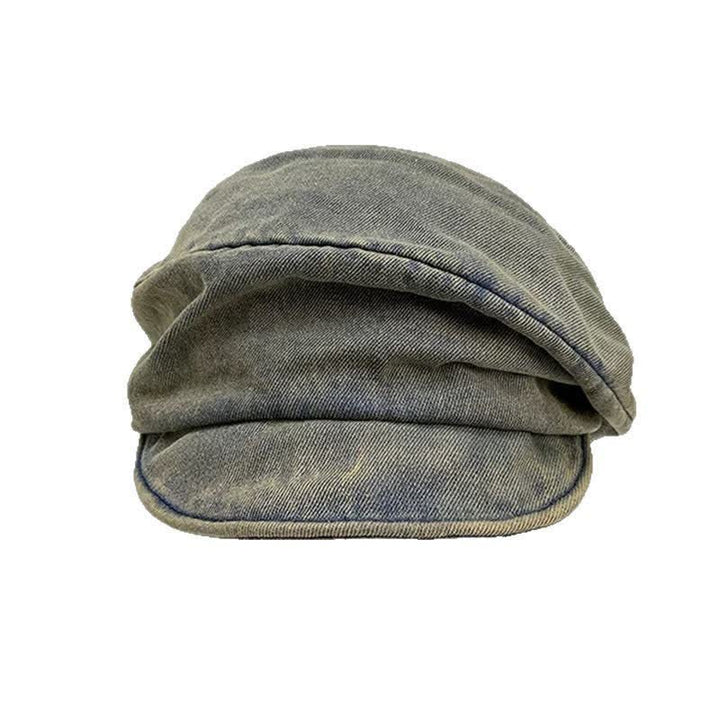 Berretto morbido in cotone lavato color grigio oliva, dallo stile artistico. - image 1