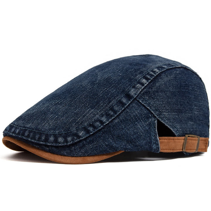 Berretto piatto in denim lavato a contrasto con visiera in pelle scamosciata - Blu scuro - Regolabile (21 5/8"-23 1/4") - image 8