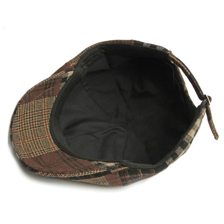 Berretto caldo da strillone in pied de poule a quadri patchwork - image 10