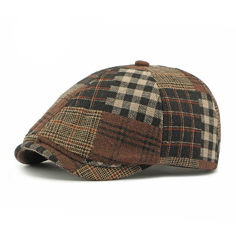 Berretto caldo da strillone in pied de poule a quadri patchwork - Caffè - Regolabile (21 5/8"-23 5/8") - image 6