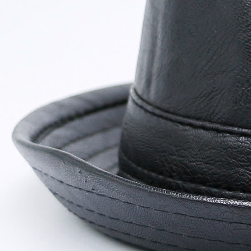 Cappello Fedora classico in pelle impermeabile con motivo torta di maiale. - image 2